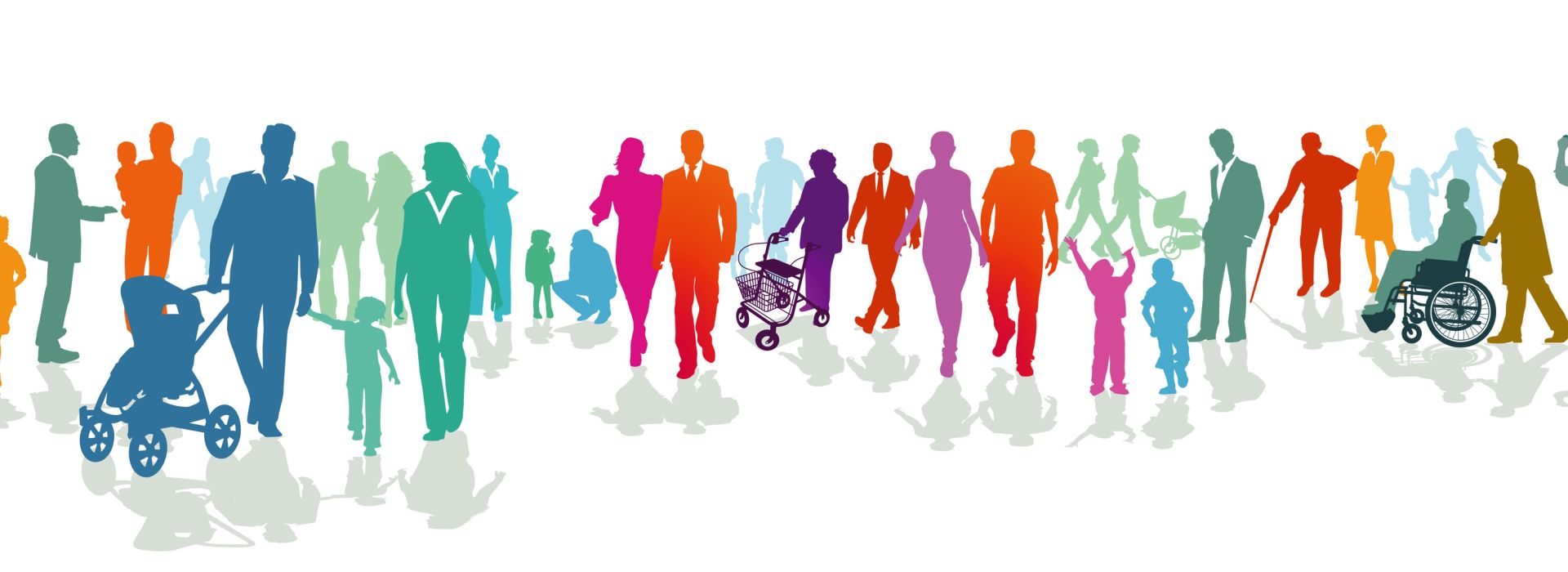 Silhouetten verschiedener Menschen